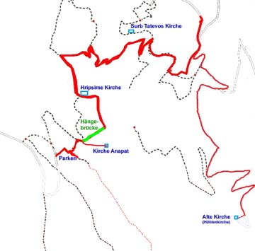 Wanderweg zu den vier Kichen von Old Khndzoresk