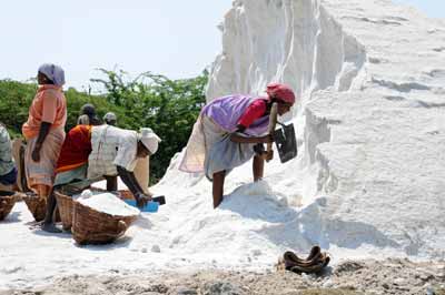Salzfelder an der Küstenstraße von Mahabalipuram nach Pondicherry