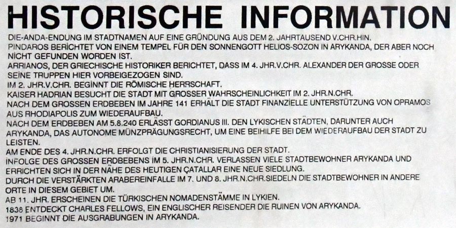 Informationstafel zu Arycanda / Arykanda Informationstafel zu Arycanda / Arykanda