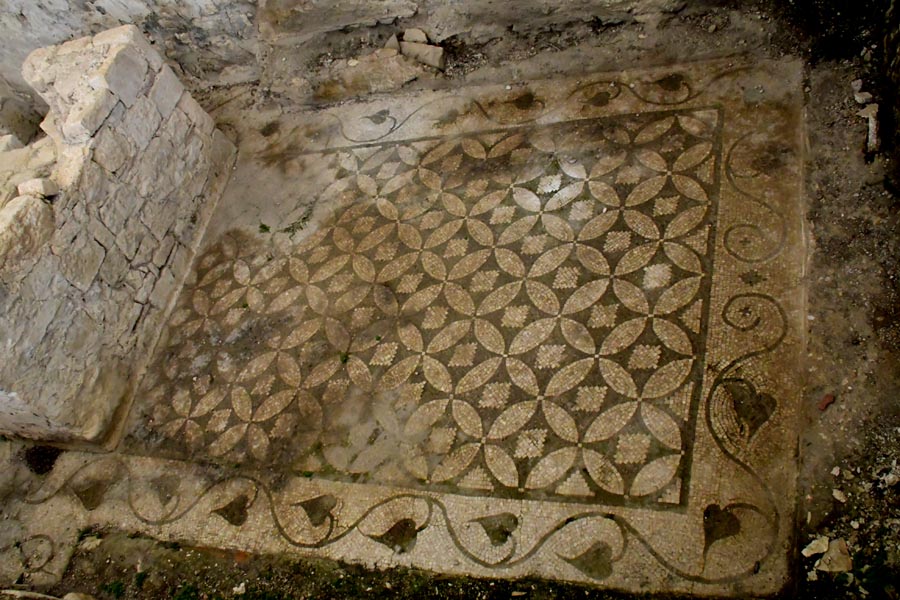 Arykanda Ancient City, Gebäuden unterhalb der Bazilika / byzantinische Basilika - Mosaik