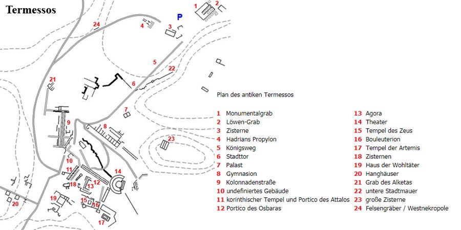 Lageplan Termessos Antik Kenti Lageplan Termessos Antik Kenti