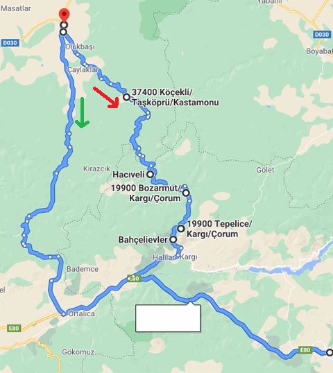 Route Taşköprü - Osmancık