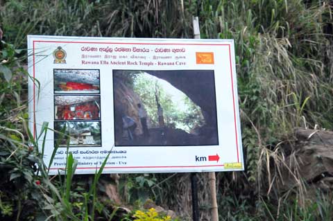 Schild zur Ravana Ella Cave