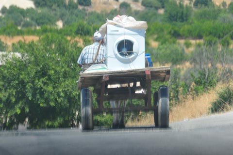 Umzug mit Pferdewagen beiTurlu